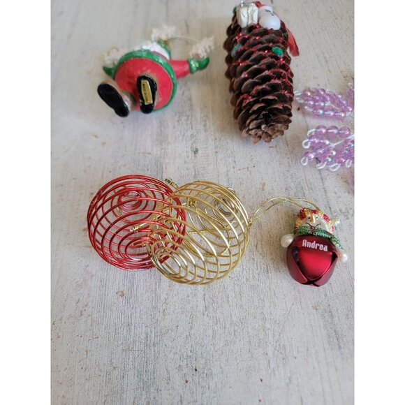 Santa Claus pinecone snowflake variety ornament Xmas set - Picture 2 of 8